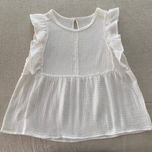 Dry Goods Textured Cotton Sleeveless Flutter Top White - Size M